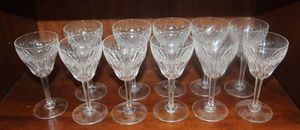 lot 19 image: Vintage Val St. Lambert Zermatt Cut Crystal Wine Glasses Quantity of 11