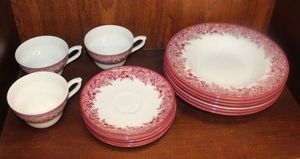 lot 21 image: Dishes Mayfair Pattern by Wedgewood for Williams-Sonoma Quantity of 15 Pieces
