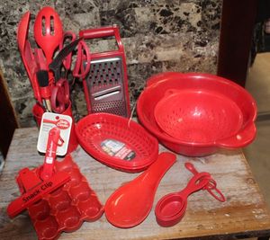lot 88 image: Red Kitchen Items as shown in Photos