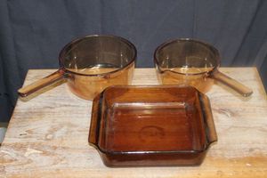 lot 98 image: Visions Amber colored Cookware