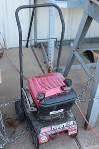 lot 1 image: Coleman Powermate 2500 GeneratorRated Watts 2000 Surge Watts 2500 Engine5.0 hp Sturdy Steel frame, low tone muffler, circuit breaker protected outlets, vibration isolators and lazy start winding.