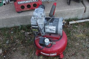 lot 59 image: Porter-cable Pancake air compressor need power plug spliced on