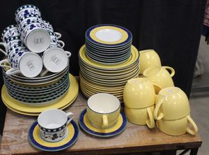 lot 53 image: Mixture of blue and yellow dishes see photos for more details