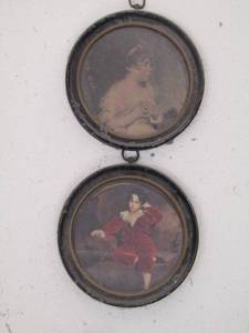 lot 45 image: qty 2 oval portraits of boy and girl