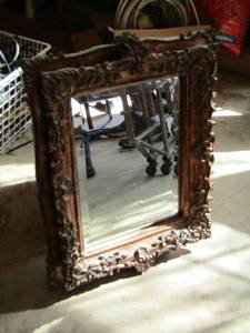 lot 52 image: brown frame mirror