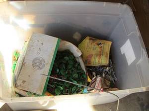 lot 54 image: tote of roofing nails and nails