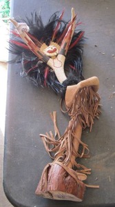 lot 86 image: NATIVE AMERICAN ART   MADE FROM  ANTLER  & HIDE  by Dale Ham