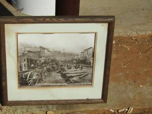 lot 93 image: framed art of deadwood march 1877