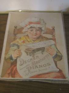 lot 139 image: Decker matchless brothers pianos wall sign