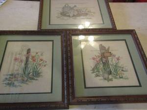 lot 158 image: qty 3 framed floral art pieces