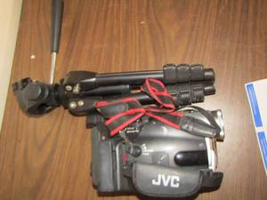 lot 179 image: jvc camcorder with small tripod