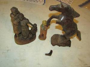 lot 196 image: wooden figurines