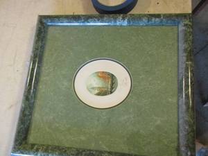 lot 234 image: green framed art piece