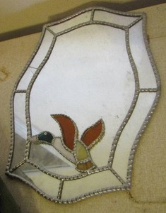 lot 250 image: wall mirror with stainglass duck
