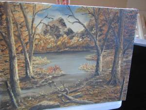 lot 404 image: fall design canvas painting