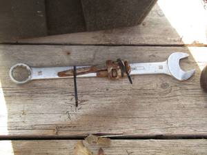 lot 149 image: large 36 wrench and a small pipe wrench