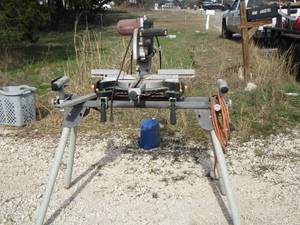 lot 166 image: Chicago ELECTRIC 12 DOUBLE - BEVEL SLIDING COMPOUND MITER SAW  ON RYOBI STAND