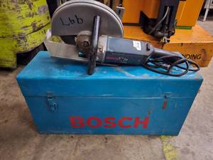 lot 55 image: Bosch 1364 Heavy Duty 12 Hand Held Cutoff Machine w Steel Box.  TESTED