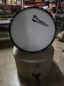 lot 280 image: Yamaha Field Corps MB8224U 14 x 24 10-Lug Birch & Mahogany Marching Bass Drum (Made in Japan) w Yamaha Case & Remo Premier Head