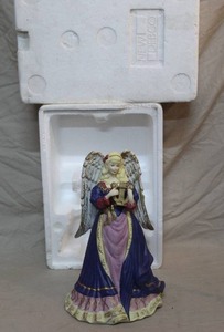 lot 29 image: hand-painted ceramic musical angel figurine, typically around 11 inches tall, holding a harp.