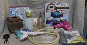 lot 56 image: Bathroom lot shower curtains memory game and other bathroom items see pictures