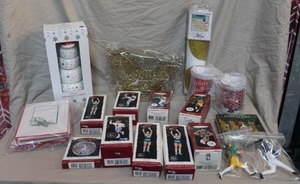 lot 68 image: Christmas lot with Hallmark Keepsake NBA Hoop Stars Ornaments and gold tone glitter sleigh and much more see pictures for details