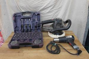 lot 89 image: Heat gun and buffer tool and box with sockets and more in it see pictures