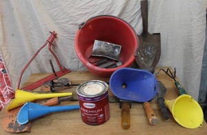 lot 91 image: Funnels gardening tools and more see pictures