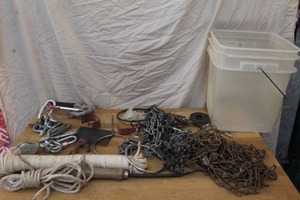 lot 92 image: collection of  chains vintage hardware and more see pictures