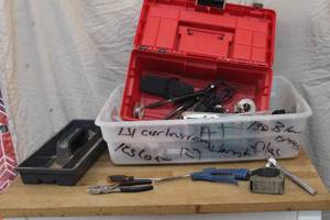 lot 97 image: Tote with tools and tool box