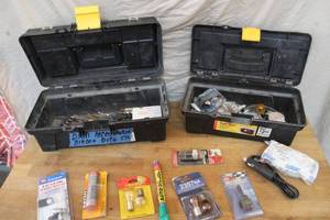 lot 103 image: 2 tools boxes with miscellaneous tools and hardware see pictures