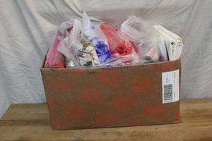 lot 113 image: Box full of table cloths see pictures for designs