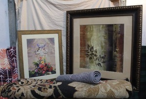 lot 120 image: 2-wall pictures and 2 rugs