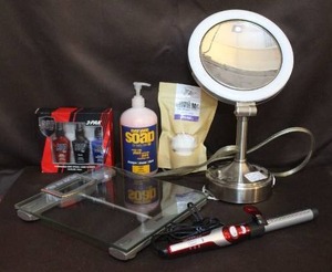 lot 194 image: Bathroom items scale curling iron bath bombs and more see pictures