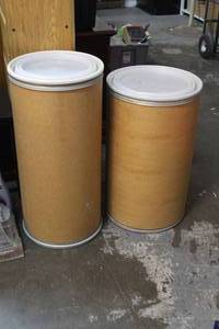 lot 196 image: 2-fiber drums with lids (also known as fiberboard drums or cardboard drums)