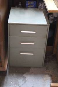 lot 207 image: three-drawer metal file cabinet.  With contents see pictures for details