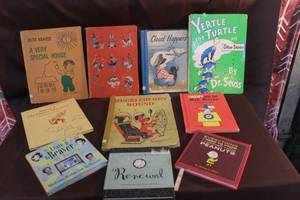 lot 255 image: vintage childrens books, including several Little Golden Books and a Dr. Seuss title. And much more see picture for titles