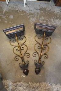 lot 257 image: vintage wrought iron wall sconce bracket shelves