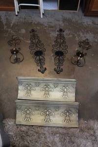 lot 258 image: 2-wall shelves and wall candle holders