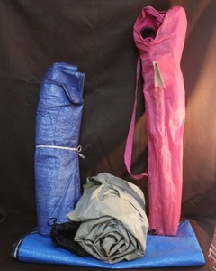 lot 294 image: Camping supplies blow up mattress camping chair and tarps