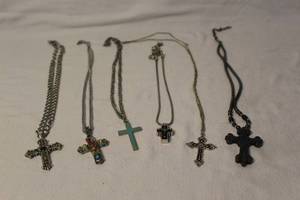 lot 325 image: mixed cross pendants and necklaces.