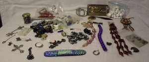 lot 348 image: Assortment of beads and jewelry pieces and more see pictures for details