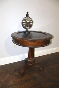 lot 116 image: 24 Round side table x 25H with metal wire dcor