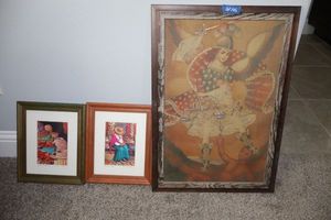 lot 146 image: Vintage Peru artwork (bought in Peru by owner) and LE prints