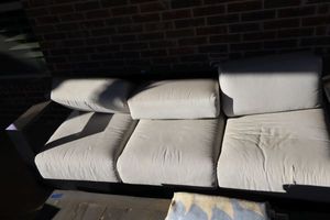 lot 153 image: Outdoor furniture sofa couch by Gather Craft. Cushions have zippered removable covers.