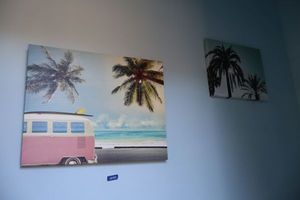 lot 167 image: Beach canvas wall art - 3 total