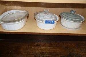 lot 65 image: French white CorningWare dishes