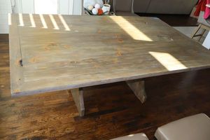 lot 48 image: Original handmade Distressed Cedar wood kitchen table - 78L x49W x30H