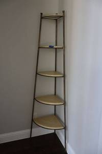 lot 96 image: 5-tier corner shelf display, just over 6 ft. tall