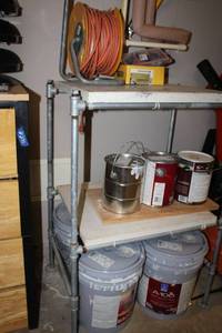 lot 264 image: Home made work table only made with pipes and marble slabs